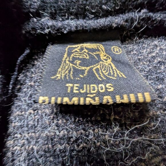 Tejidos Rumiñahui Vtg Wool Cardigan Charcoal Forest Green Southwest Knit Unisex - Picture 3 of 9